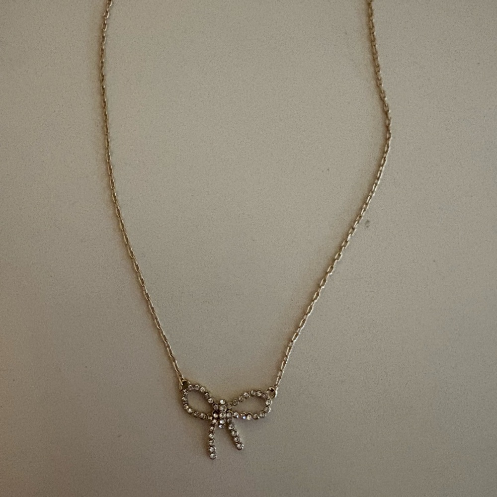 J Crew Gold Bow Necklace